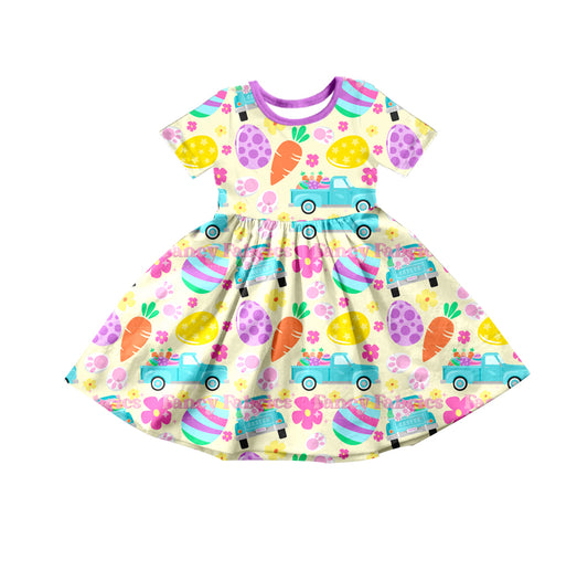 Baby Girls Easter Eggs Spring Knee Length Dresses Preorder(moq 5)