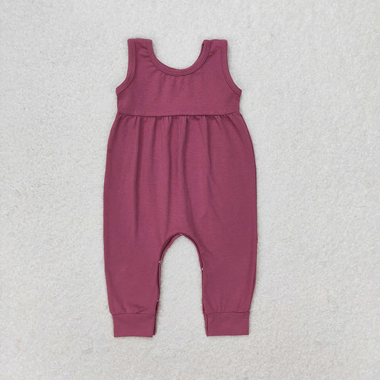 Baby Infant Girls Dark Pink Sleeveless Summer Rompers