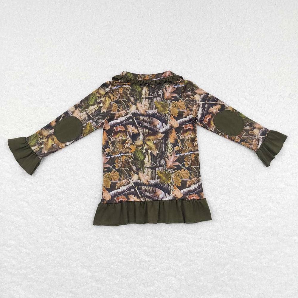 Baby Girls Camo Hunting Deer Ruffle Pullover Jackets Tops