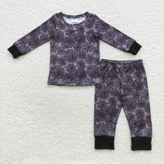 Baby Boys Halloween Black Spider Web Pajamas Clothes Sets