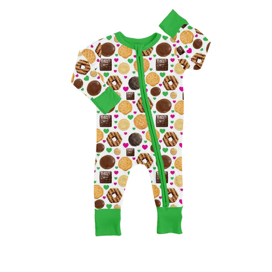 Baby Infant Green Donuts Zip Rompers preorder(moq 5)