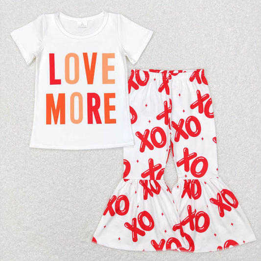 Baby Girls Valentines Love More Shirt XOXO Bell Pants Clothes Sets