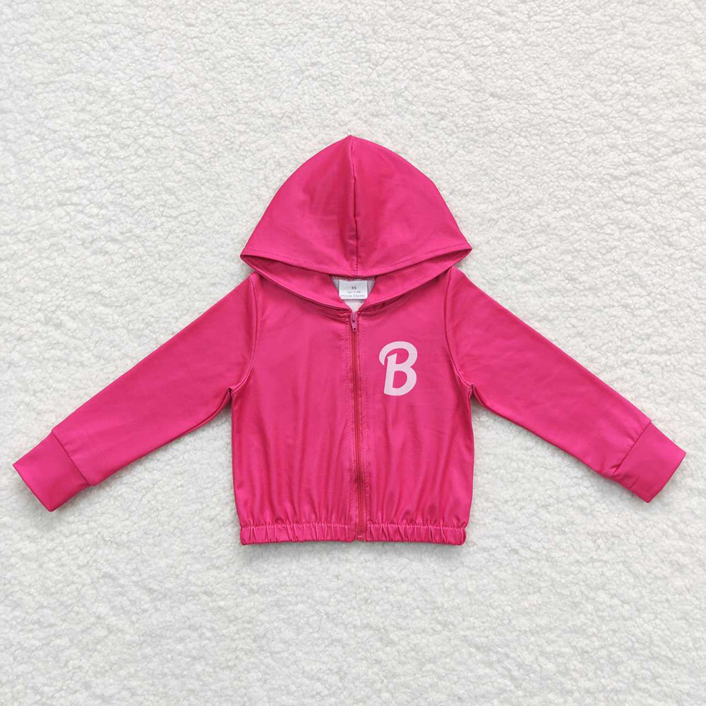 Baby Girls Pink B Doll Zip Hooded Tops