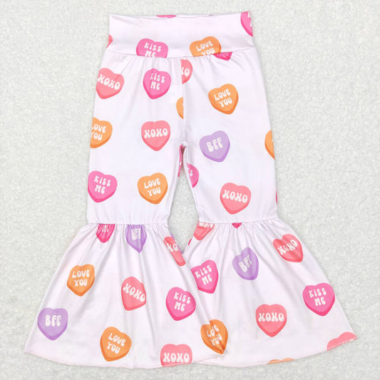 Baby Girls Valentines Hearts Pink Flare Bell Bottom Pants