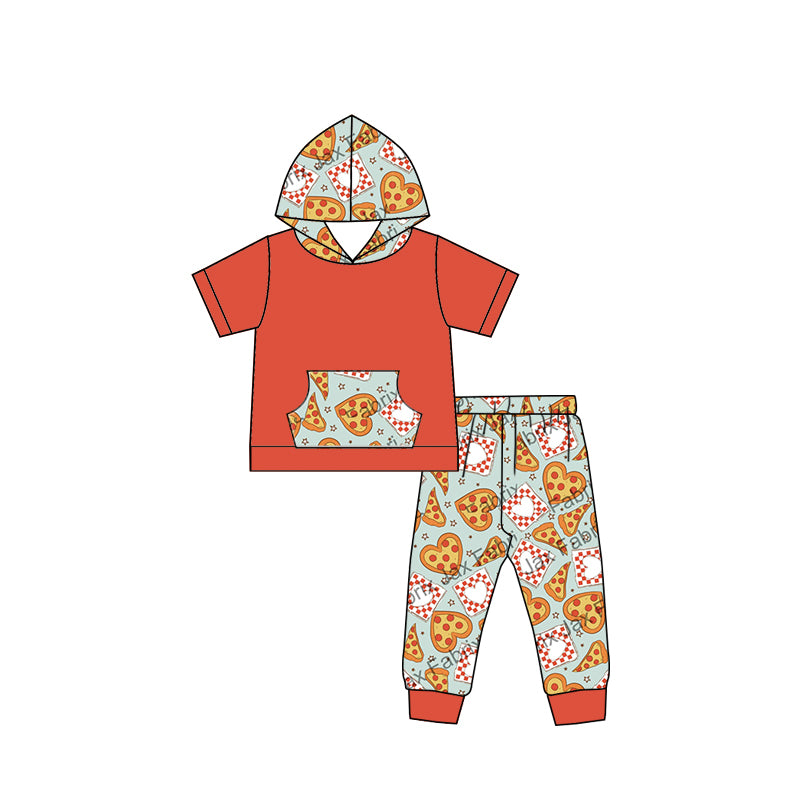 Baby Boys Valentines Pie Hooded Shirt Pants Clothing Sets Preorder(moq 5)