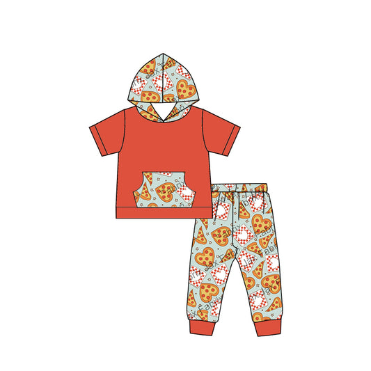 Baby Boys Valentines Pie Hooded Shirt Pants Clothing Sets Preorder(moq 5)
