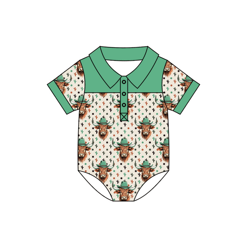 Baby Infant Kids Short Sleeve Highland Cow Rompers preorder(moq 5)