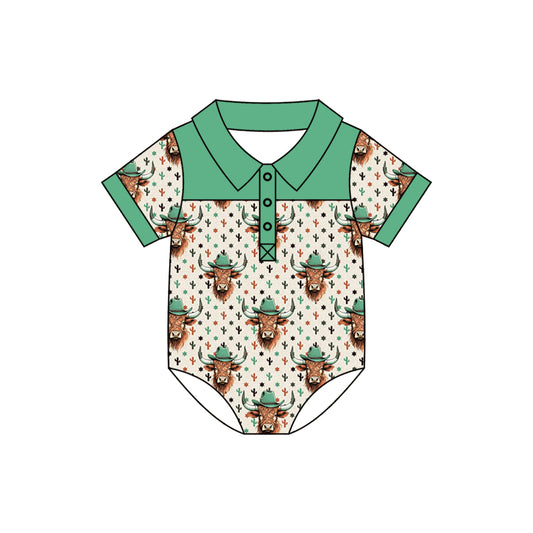 Baby Infant Kids Short Sleeve Highland Cow Rompers preorder(moq 5)