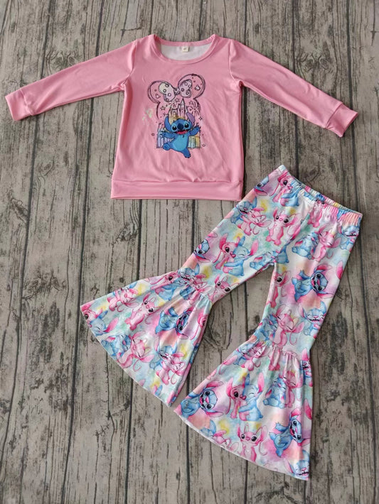 Baby Girls Cartoon Mouse Pink Top Bell Pants Clothes Sets preorder(MOQ 5)