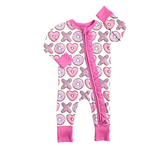 Baby Girls Valentines Pink XO Long Sleeve Rompers preorder(moq 5)