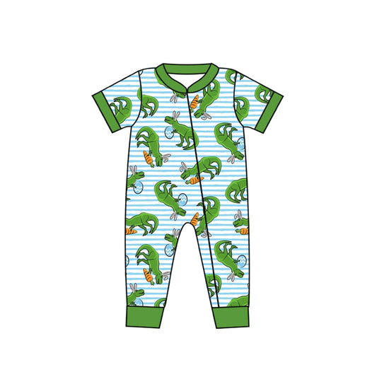 Baby Boys Eggs Dinosaur Short Sleeve Zip Tractor Rompers preorder(moq 5)