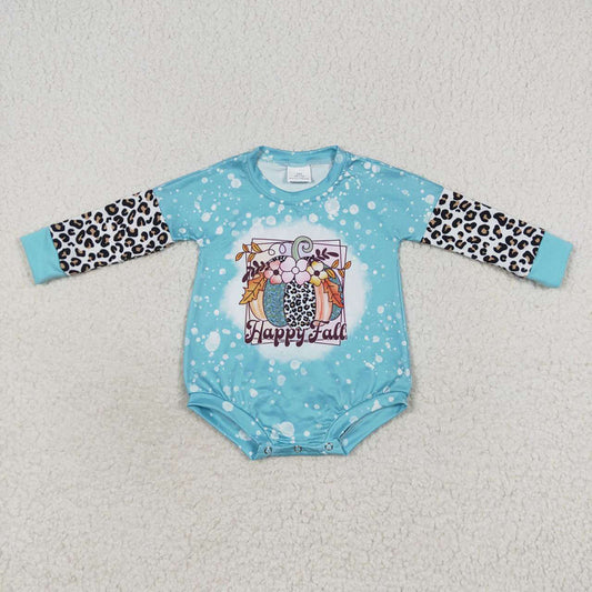 Baby Girls Happy Fall Pumpkin Long Sleeve Rompers