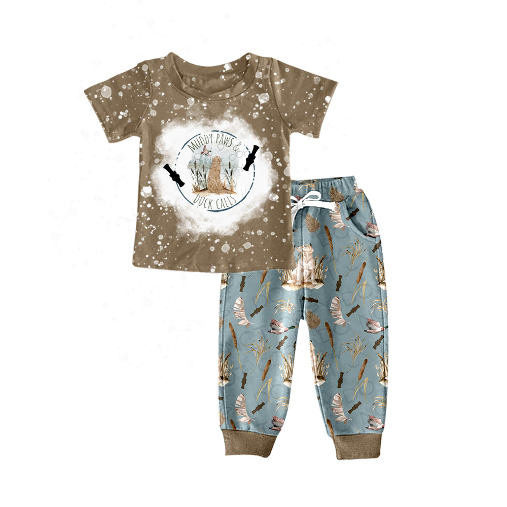 Baby Boys Dog Hunting Duck Top Pants Clothes Sets Preorder(moq 5)