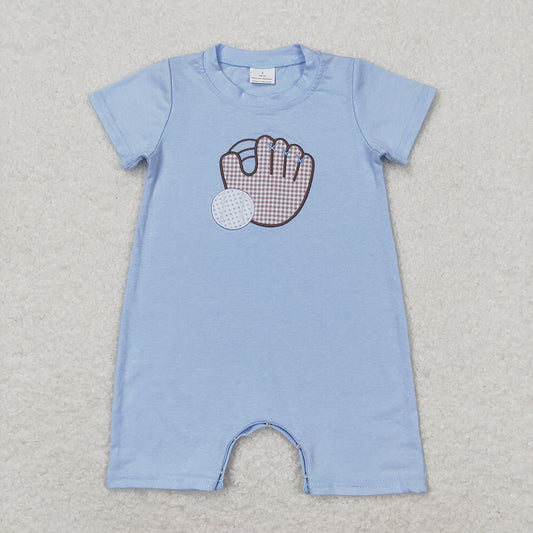 Baby Infant Boys Baseball Blue Short Sleeve Summer Rompers