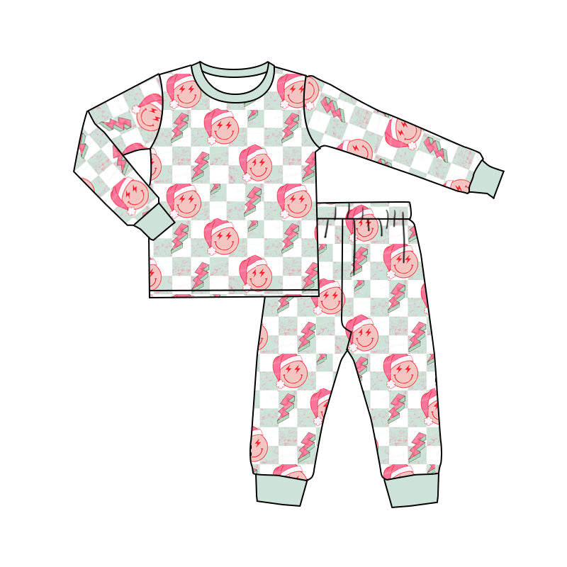 Baby Kids Smile Christmas Long Sleeve Shirt Pants Pajamas Sets preorder(moq 5