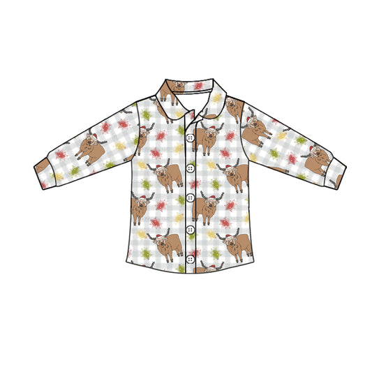 Baby Boys Christmas Cows Buttons Shirt Tops preorder(moq 5)