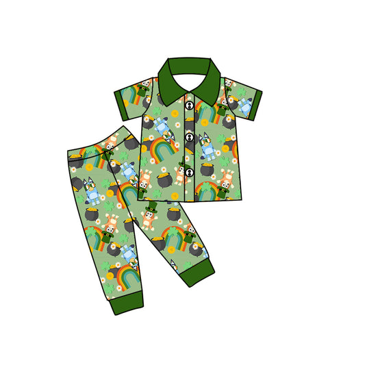 Baby Boys St Patrick Day Dog Top Pants Pajamas Clothing Sets Preorder(moq 5)