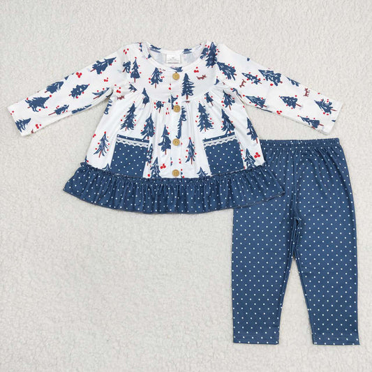 Baby Girls Christmas Tree Pockets Tunic Dots Legging Clothing Sets