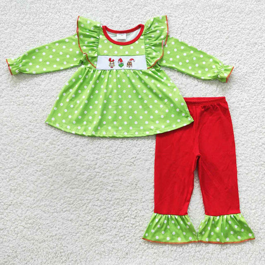 Baby Girls Christmas Frogs Ruffle Pants Clothes Sets