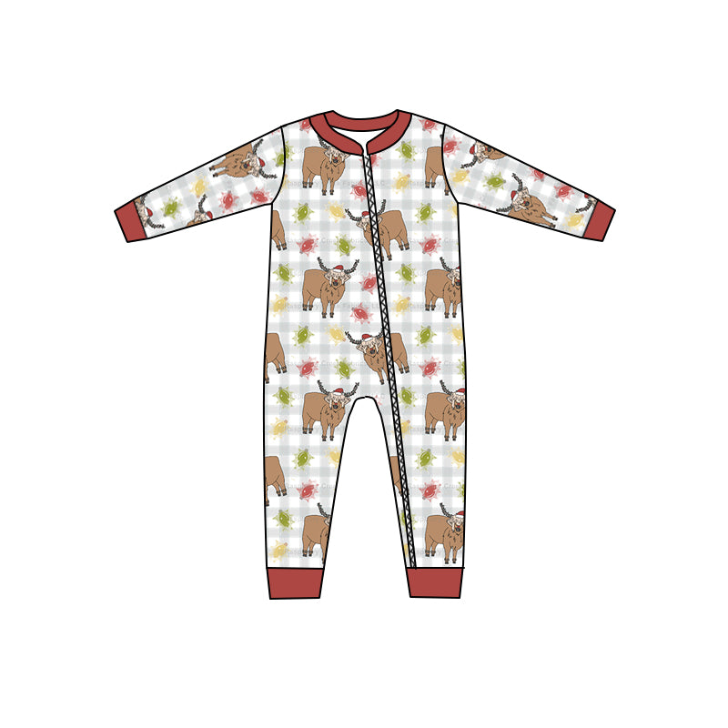 Baby Kids Christmas Cow Zip Rompers preorder(moq 5)