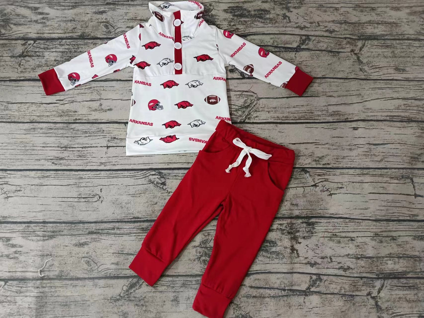 Baby Boys Pig Red Teams Pullovers Shirts Top Pants Clothes Sets preorder(moq 5)