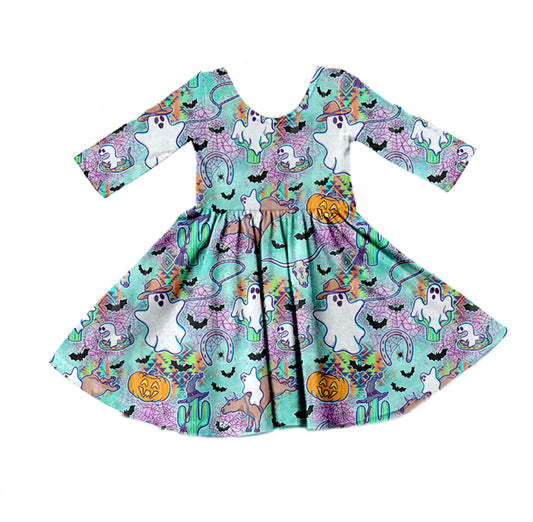 Baby Girls Ghost Western Cactus Long Sleeve Dresses preorder(moq 5)