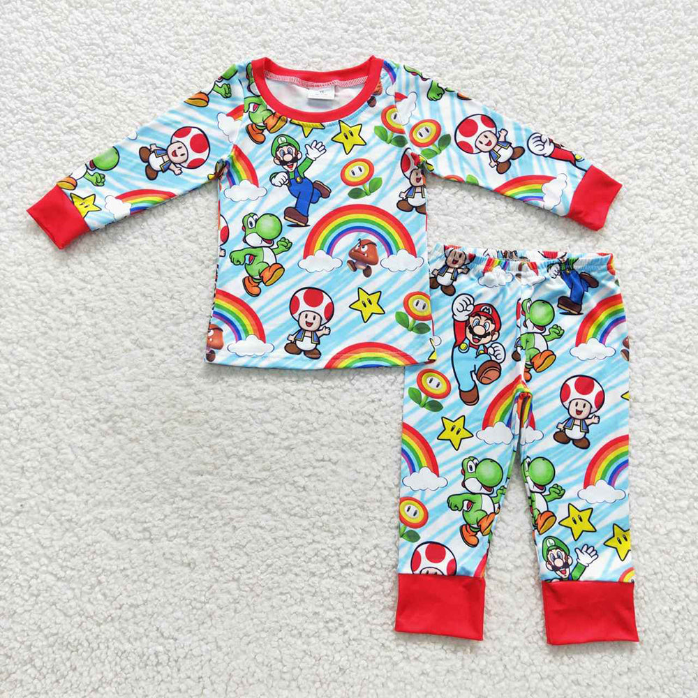 Baby Boys Rainbow Cartoon Long Sleeve Pajamas Clothes Sets