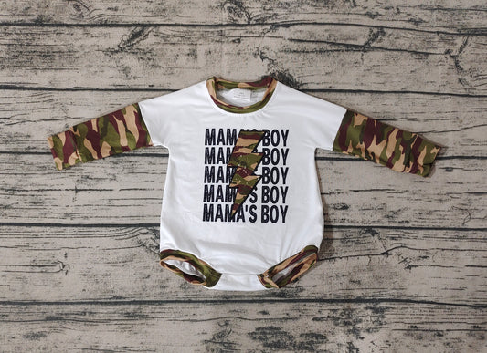 Baby Kids Mama's Boy Camo Long Sleeve Rompers