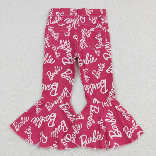 Baby Girls Pink Doll Words Denim Bell Pants