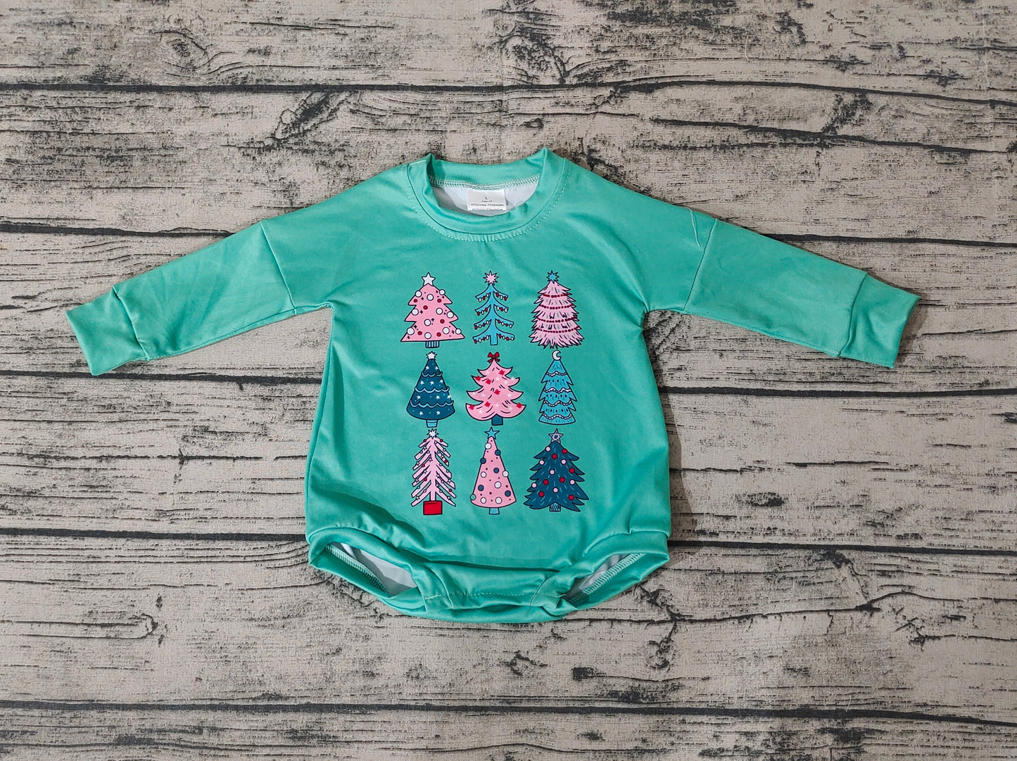 Baby Kids Christmas Colorful Tree Long Sleeve Rompers