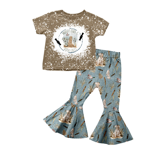 Baby Girls Dog Hunting Duck Top Flare Pants Clothes Sets Preorder(moq 5)