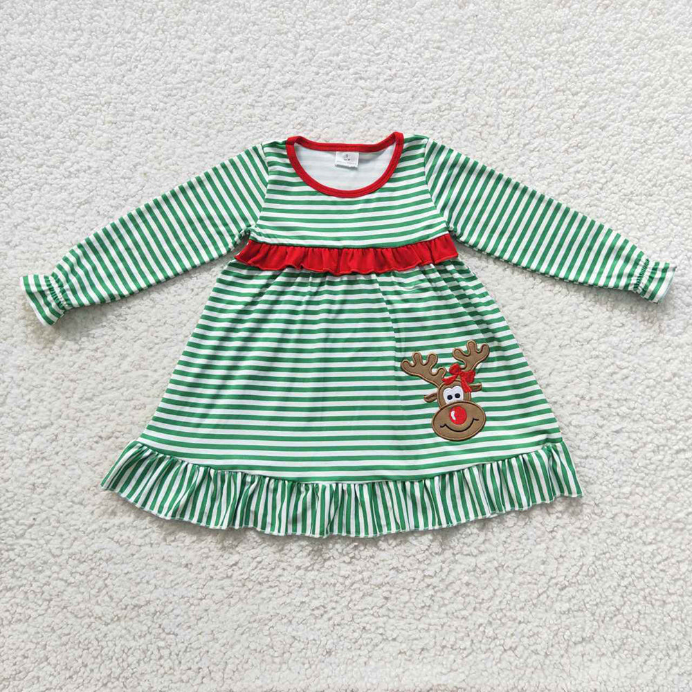 Baby Girls Christmas Deer Knee Length Dresses