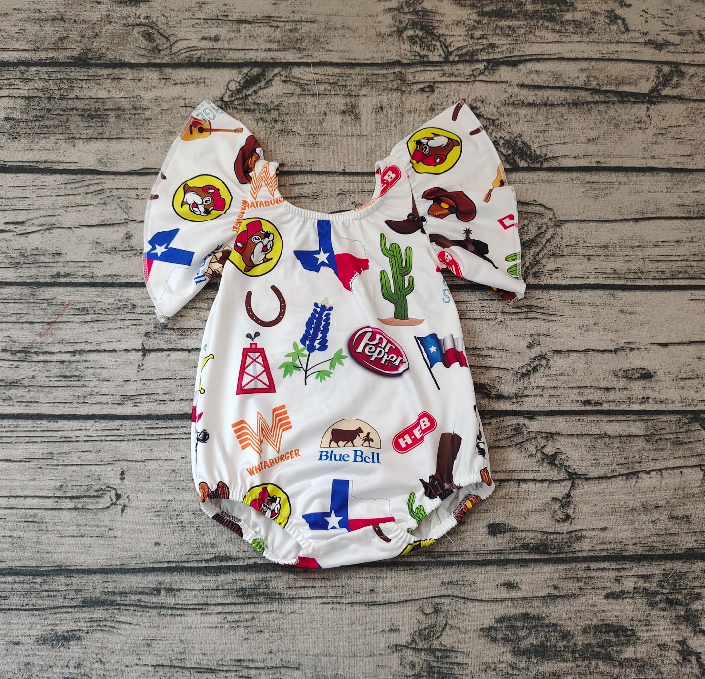 Baby Girls Western Cows Flutter Sleeve Rompers