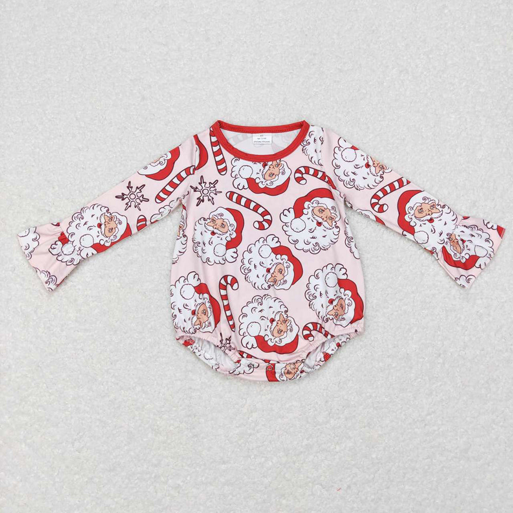 Baby Girls Christmas Santa Candy Ruffle Rompers