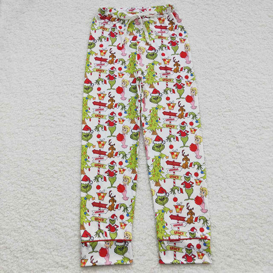 Adult Women Christmas Green Face String Pants Pajamas