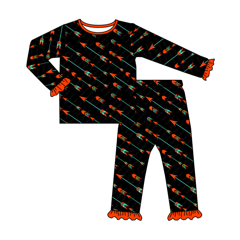 Baby Girls Black Arrow Shirts Top Valentines Pajamas Clothes Sets preorder(moq 5)