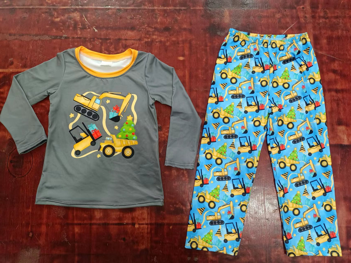 Baby Boys Grey Construction Top Pants Clothing Sets preorder(moq 5)