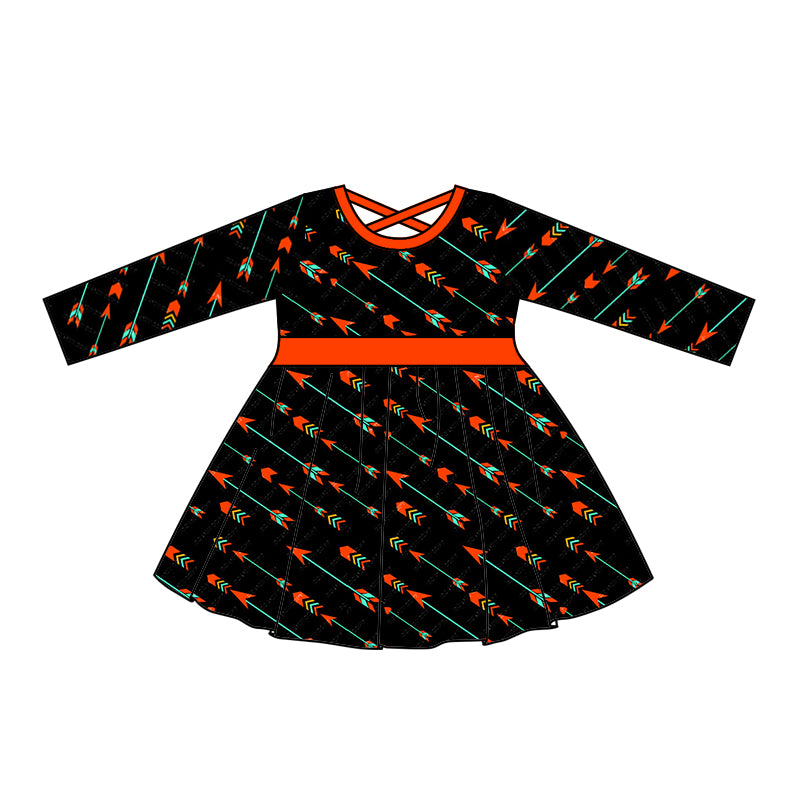 Baby Girls Valentines Arrow Long Sleeve Knee Length Dresses preorder(moq 5)