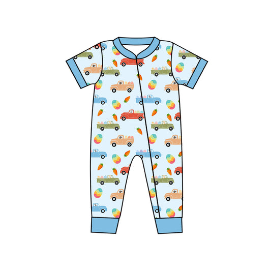 Baby Infant Boys Easter Carrot Tractors Short Sleeve Rompers preorder(moq 5)