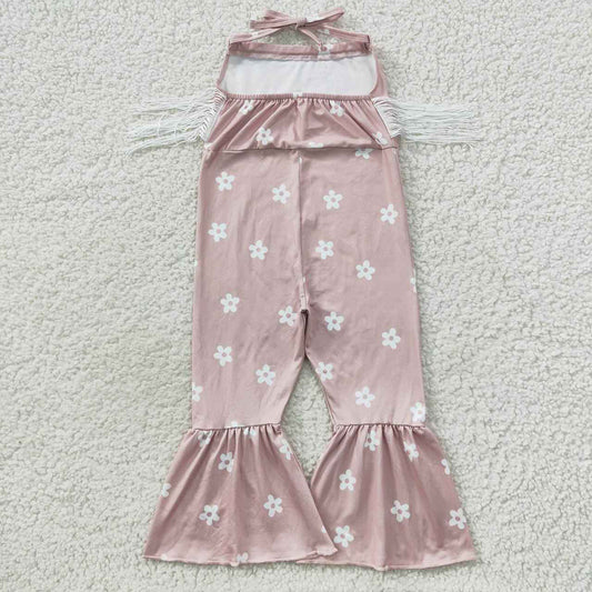 Baby Girls Western Pink Flowers Tassels Jumpsuits