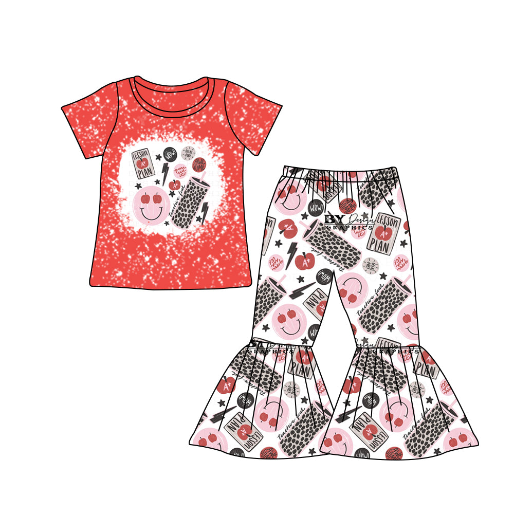 Baby Girls Red Apple Shirt Bell Pants Clothing Sets Preorder(moq 5)
