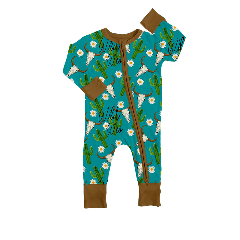 Baby Infant Cactus Cow Long Sleeve Zip Rompers preorder(moq 5)