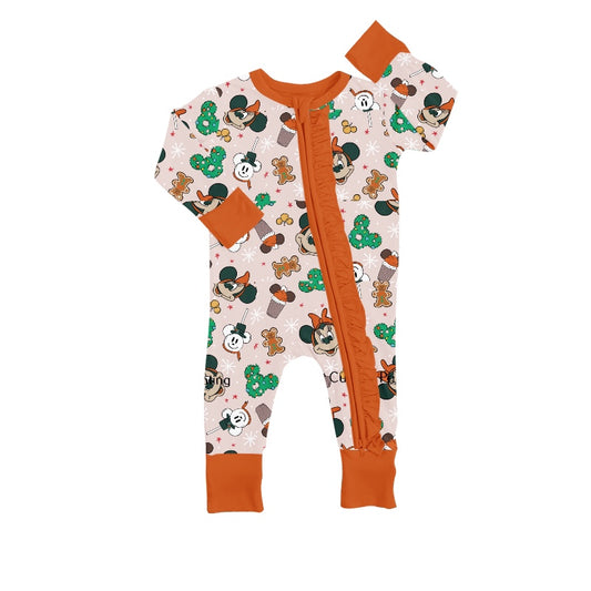 Baby Infant Girls Christmas Cartoon Candy Zip Rompers preorder(moq 5)