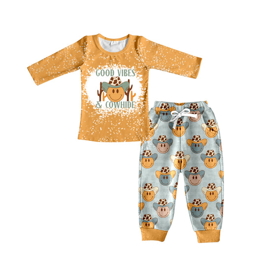 Baby Boys Cowhide Tee Shirt String Pants Western Clothes Sets preorder(moq 5)