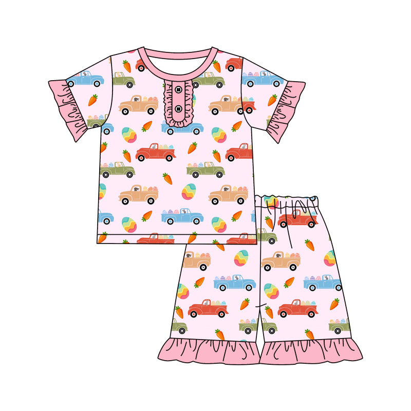 Baby Girls Easter Carrot Short Sleeve Tee Shirt Shorts Pajamas Clothing Sets Preorder(moq 5)