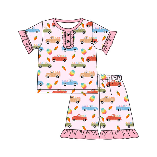 Baby Girls Easter Carrot Short Sleeve Tee Shirt Shorts Pajamas Clothing Sets Preorder(moq 5)