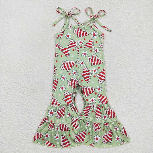 Baby Girls Christmas Tree Cake Straps Bell Bottom Jumpsuits