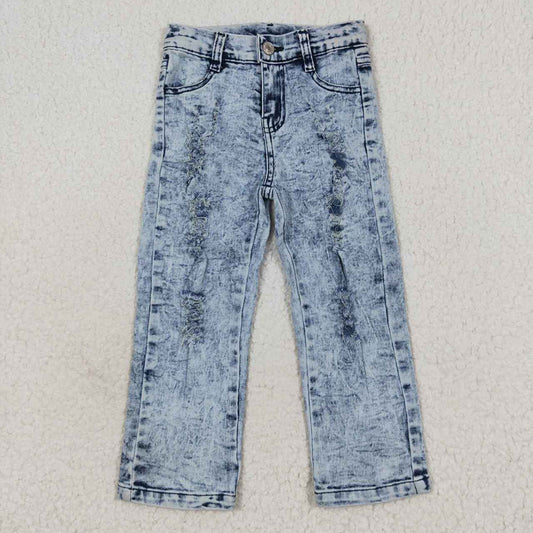 Baby Girls Kids Bleached Strait Denim Jeans Pants