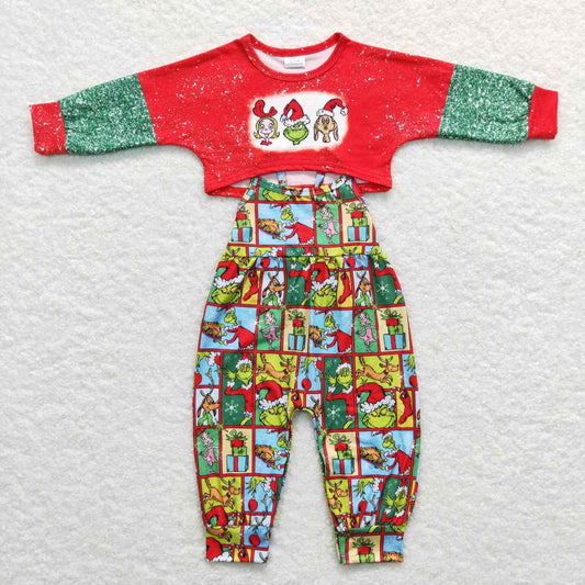 Baby Girls Christmas Frog Top Jumpsuits 2pcs Clothes Sets