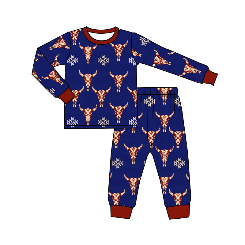 Baby Boys Navy Cows Pants Pajamas Clothing Sets preorder(moq 5)